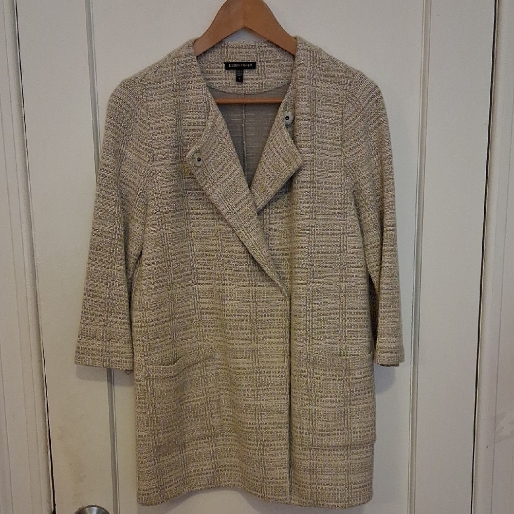 Eileen Fisher Hand Loomed Cotton asymetrical Oversized Fit and Textured Fabric